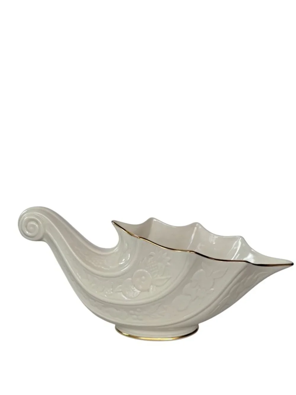 Lenox “Fruits of Life” Cornucopia – Fine Ivory China Centerpiece w/ Gold Trim